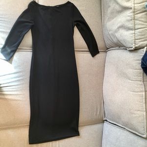 Long Black Gap Dress with 3/4 Sleeve